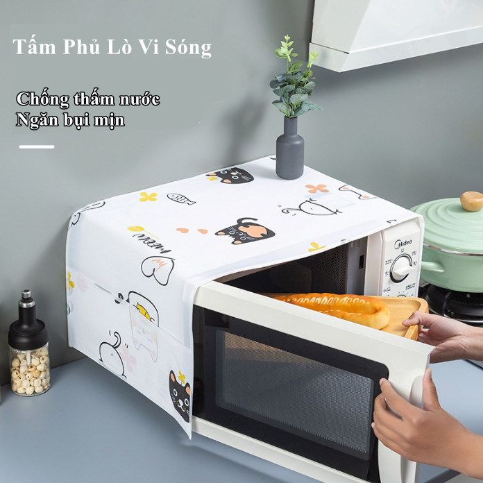 Tấm Phủ Lò Vi Sóng / Lò Nướng Họa Tiết Tinh Tế Có Ngăn Bên Hông Tiện Dụng (NGẪU NHIÊN)