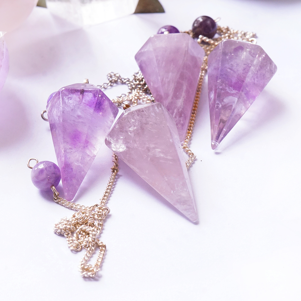 Con Lắc Cảm Xạ Thạch Anh Tím Amethyst Thiên Nhiên