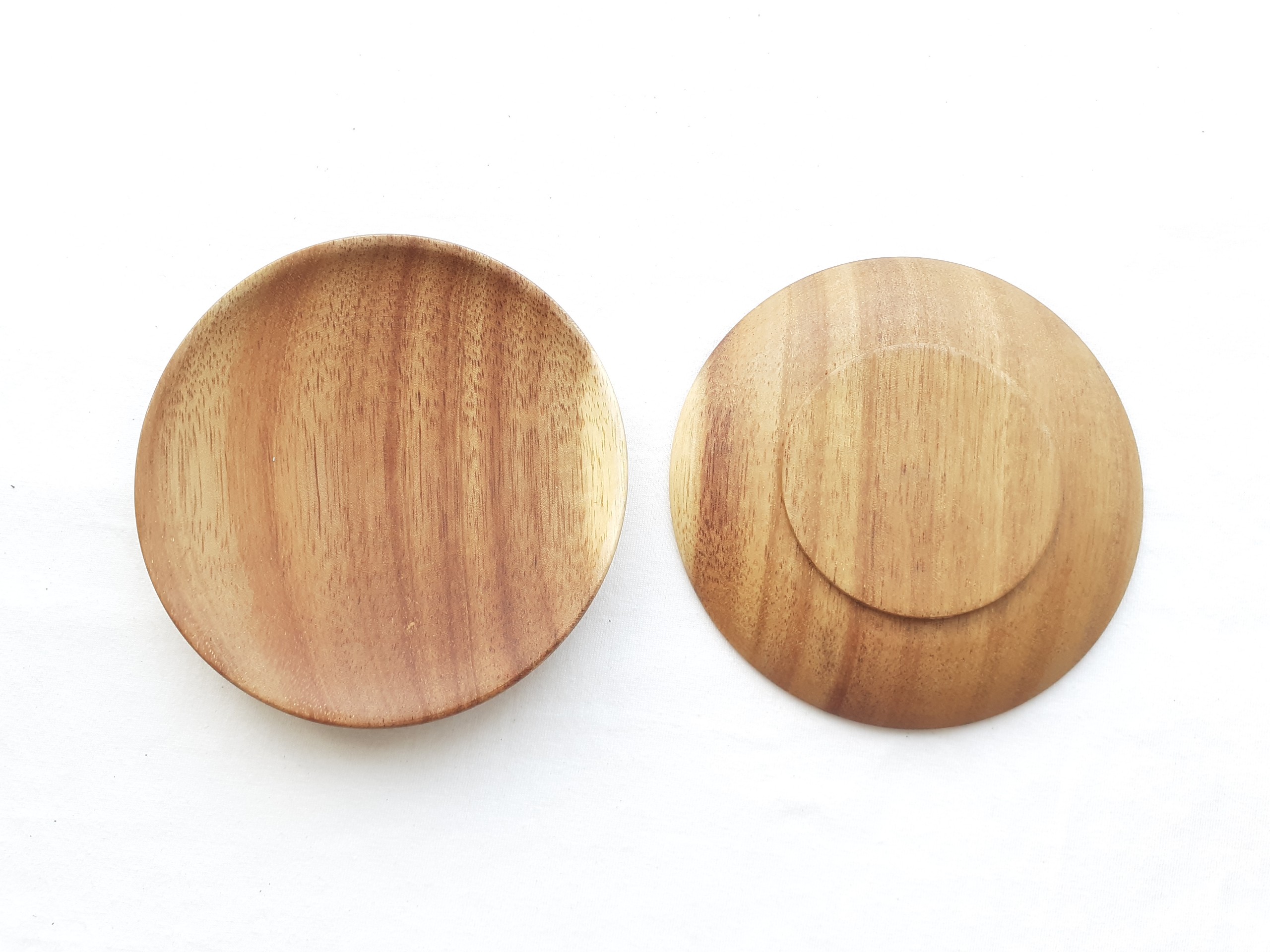 Bộ 6 đĩa gỗ KEO tròn nhỏ lót cốc, ly 10 cm