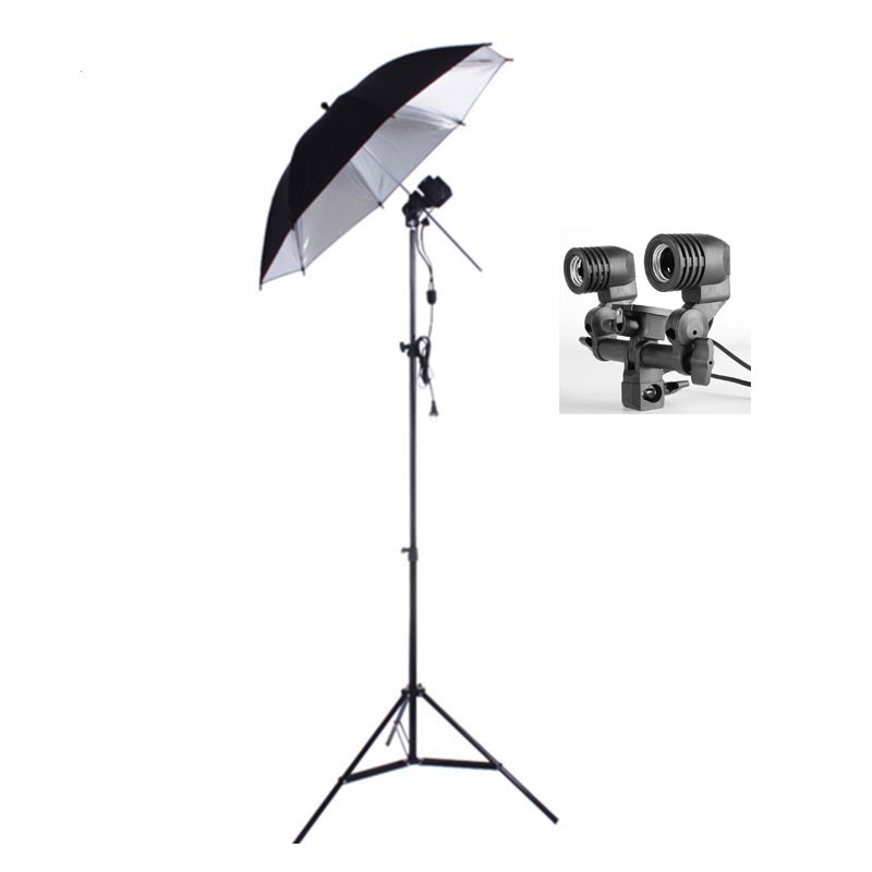 Đui đèn Studio chụp ảnh hai đầu E27 Giá đỡ bóng đèn Flash Giá đỡ ô dù  220V