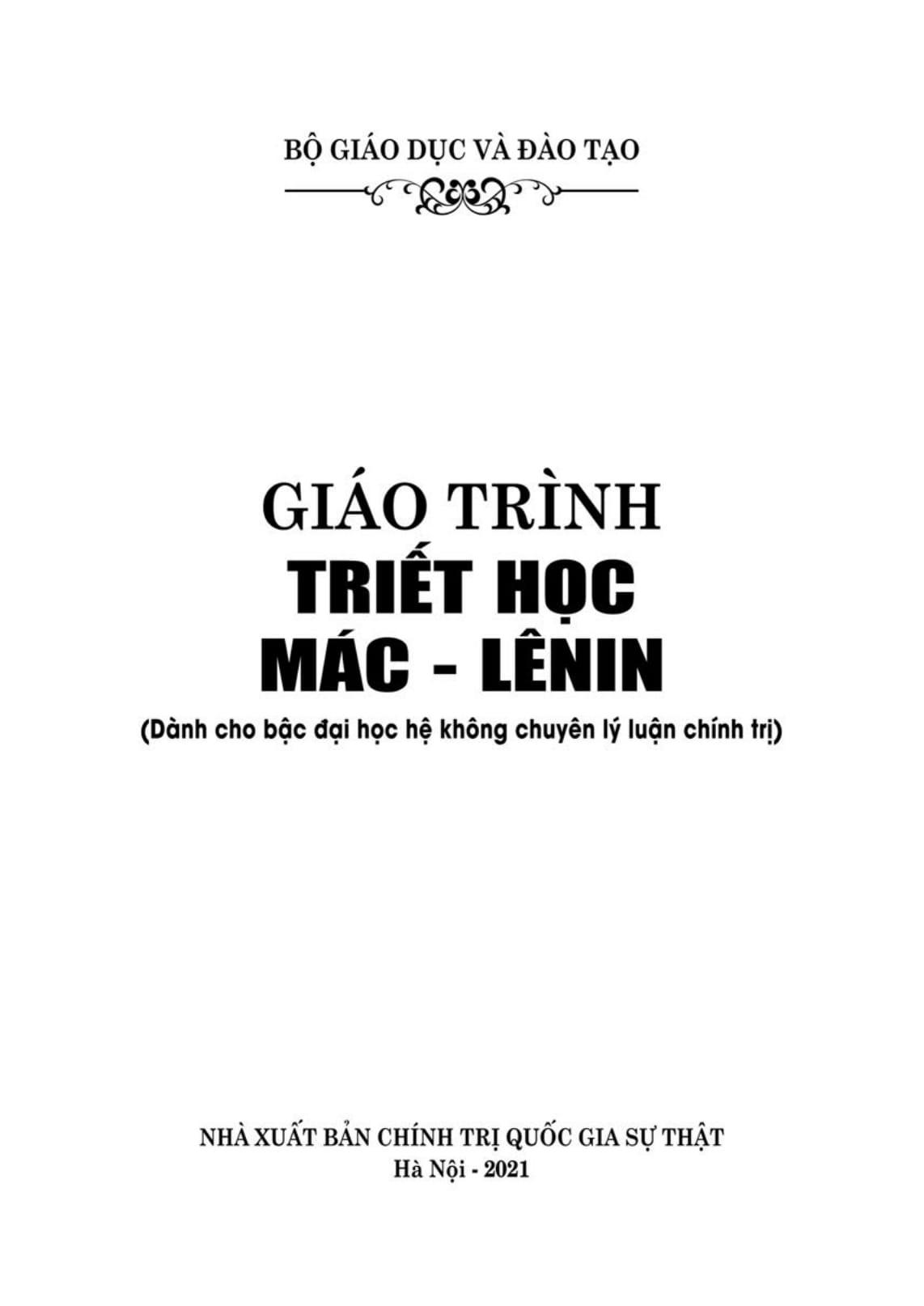 Giáo Trình Triết Học Mác - Lênin (Dành Cho Bậc Đại Học Hệ Không Chuyên Lý Luận Chính Trị)