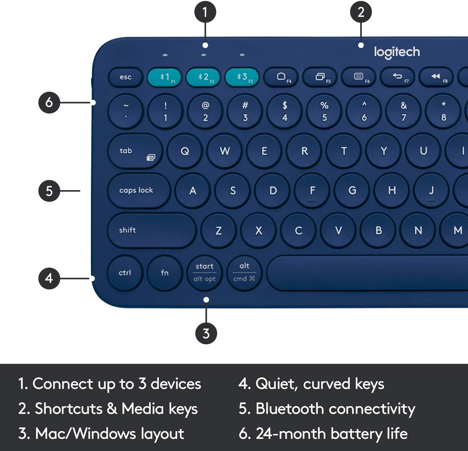 Bàn phím Bluetooth Logitech K380-Hàng chính hãng