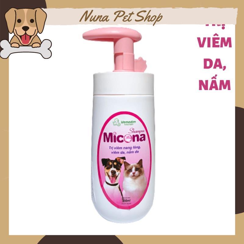 Sữa tắm cho chó mèo viêm nang lông, viêm da, nấm da Micona 200ml