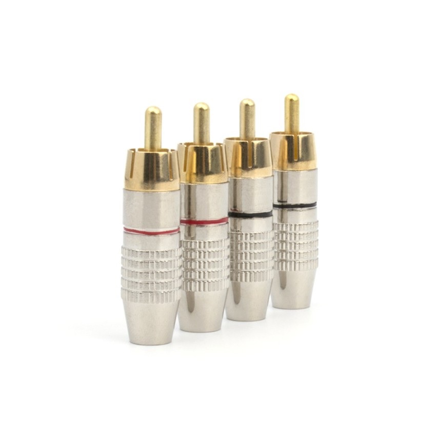 ROGTZ Bộ 02 Đầu Jack AV RCA Hoa Sen Bạc - Hàng Nhập Khẩu
