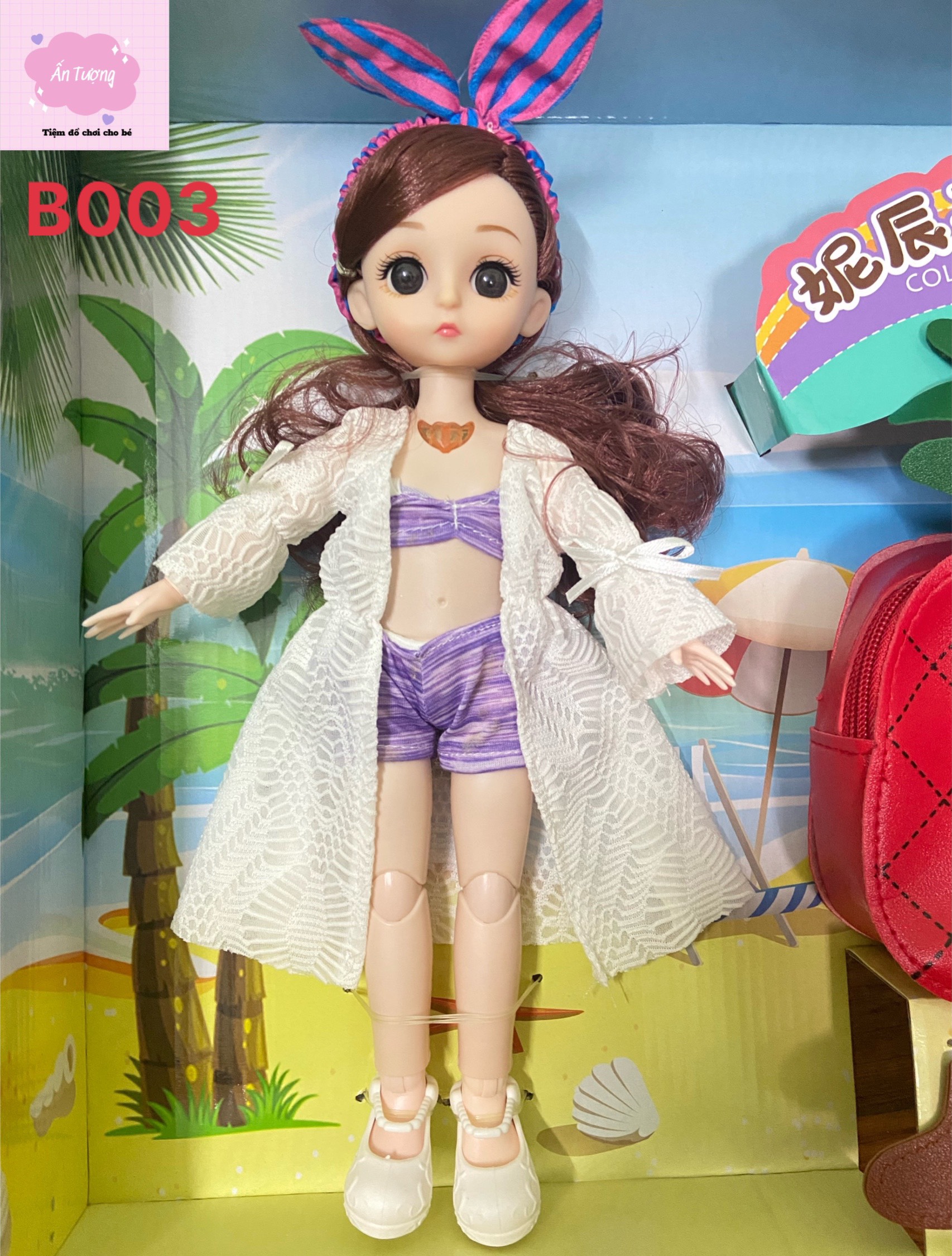 Đồ chơi bé gái - Đồ chơi búp bê- Hộp búp bê Barbie, búp bê BJD khớp xoay diện bikini xinh xắn kèm phụ kiện túi xách