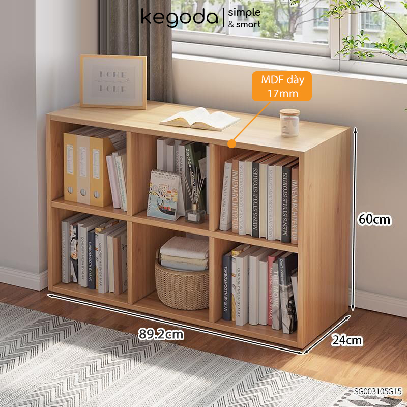 Kệ Sách Gỗ Tổ Ong 6 Ô 89.2x60x24cm Thương Hiệu KEGODA - KGD33