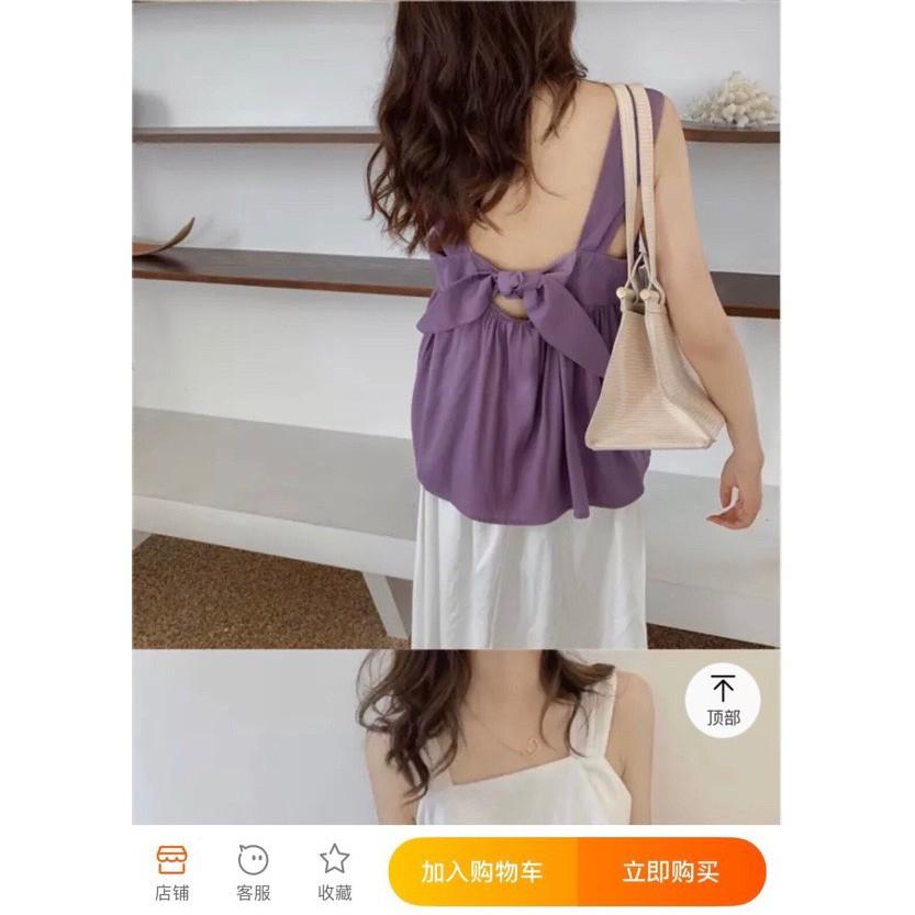 Áo Bầu babydoll , áo 2 dây nữ bản to chất đũi mềm mịn mát buộc nơ lưng có 3 màu