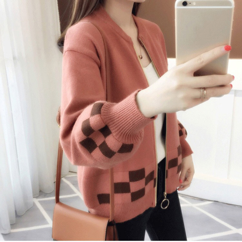 Áo cardigan len nữ dáng ngắn phong cách Hàn Quốc khóa kéo, chất len mềm mại