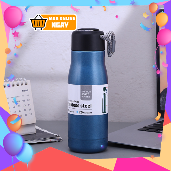 [GDSG233] Bình giữ nhiệt nóng lạnh 500ml, bình đựng nước inox 304, kèm quai xách tiện lợi