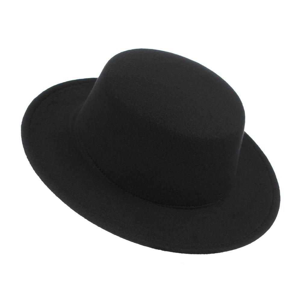 Mũ phớt rộng vành thiết kế thanh lịch cho cả nam và nữ giới vải nỉ Nón fedora vành phẳng cao cấp - Smice House