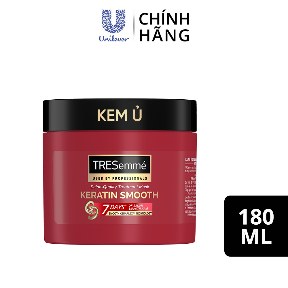 Kem Ủ Tóc TRESEMME Keratin Smooth Cho tóc khô xơ rối Tinh Dầu Argan &amp; Keratin Dưỡng Tóc Vào Nếp Suôn Mượt 180ml