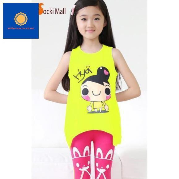 MS: 190180 - Đồ bộ quần áo thun bé gái, quần ôm lửng, áo dáng form xòe, chất cotton mềm mịn - Xưởng may Gia Khang