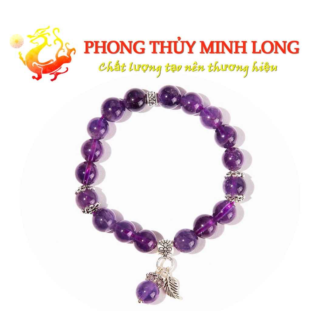 Vòng đá. Thach Anh Tím chất lượng 5A mix charm bạc lá nhỏ hợp mệnh Hỏa và Thổ
