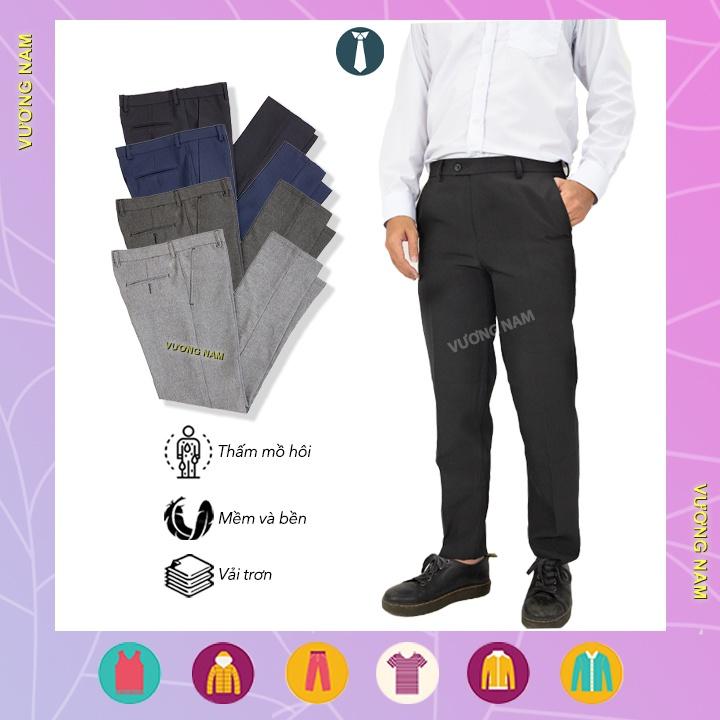 Quần tây nam công sở ống đứng trung niên vải không phai, Quần âu nam đen đẹp