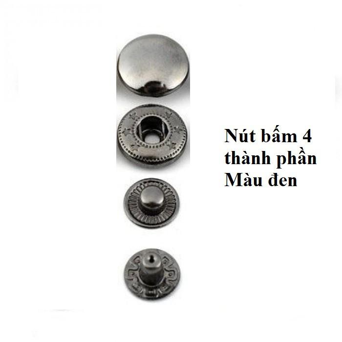 Nút bấm 4 thành phần (nút bóp) Nút quần jean 4 thành phần Loại 10mm Bằng thau Màu bạc, vàng, đồng, đen Phụ liệu may mặc