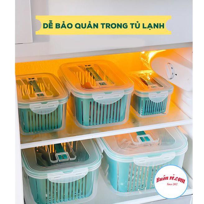 Bộ 5 hộp đựng thực phẩm kèm rổ có nắp đậy bảo quản trong tủ lạnh thiết kế 2 lớp đa năng 01464