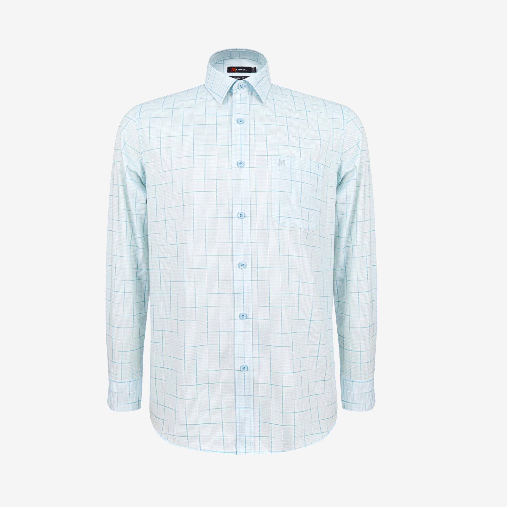 Áo sơ mi nam KHATOCO Tailor Fit dài tay A1MD568T1-CNCR825-2709-D