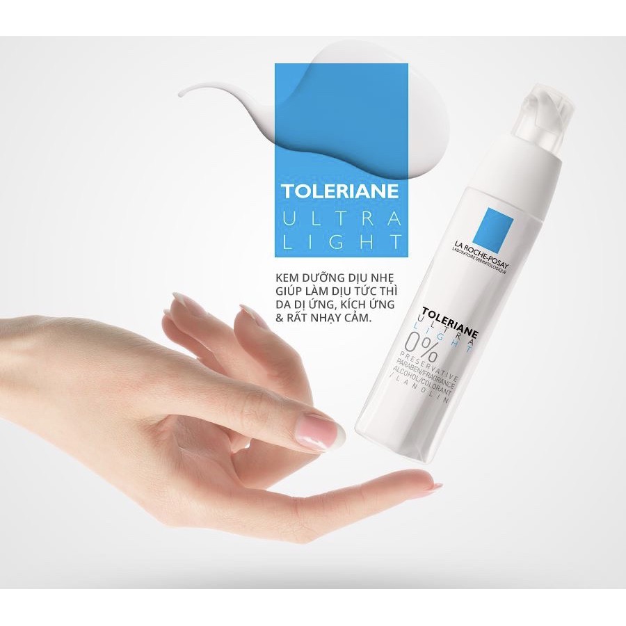 Kem Dưỡng Ẩm Làm Dịu Tức Thì Cho Da Rất Nhạy Cảm Dị Ứng La Roche Posay Toleriane Ultra Light 40ml