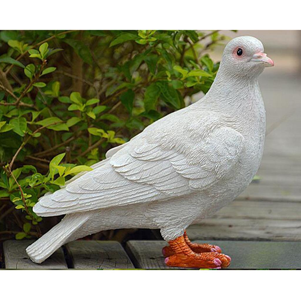 2x Dove statue Artificial Pigeon Animal Home Decor Simulation bird art White