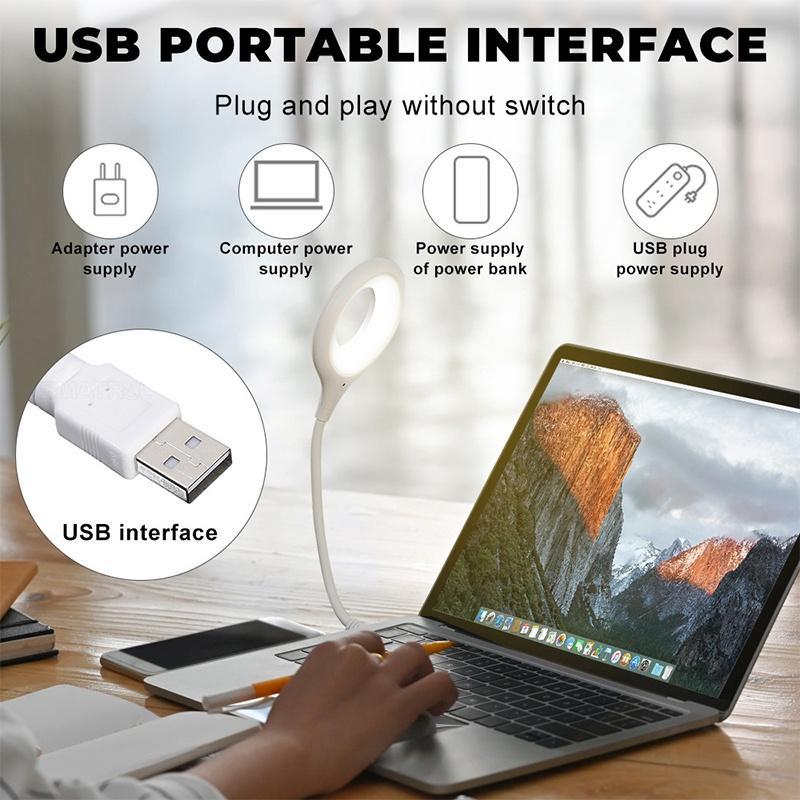 Đèn LED Tròn USB 5V Có Thể Gấp Lại Siêu Sáng Bảo Vệ Mắt Tiện Dụng