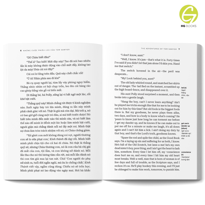 Những cuộc phiêu lưu của Tom Sawyer - Sách song ngữ kinh điển, có note từ vựng, tặng kèm file nghe - HG Books