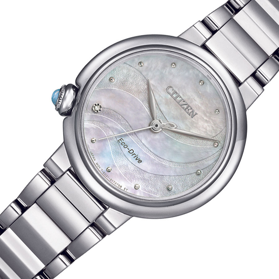 Đồng Hồ Nữ Citizen Đính Kim Cương Dây Thép Không Gỉ EM0910-80D - Mặt Xà Cừ