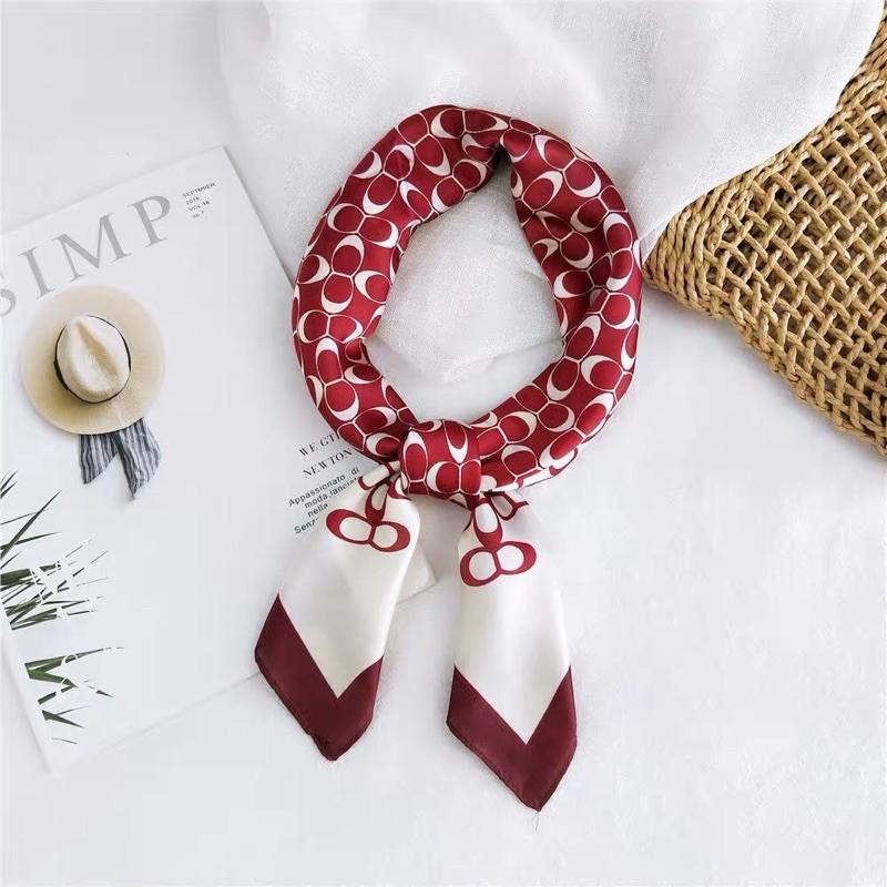 Khăn turban lụa vuông cao cấp choàng cổ size 70x70cm thanh lịch đa năng dùng làm áo yếm in hoa văn