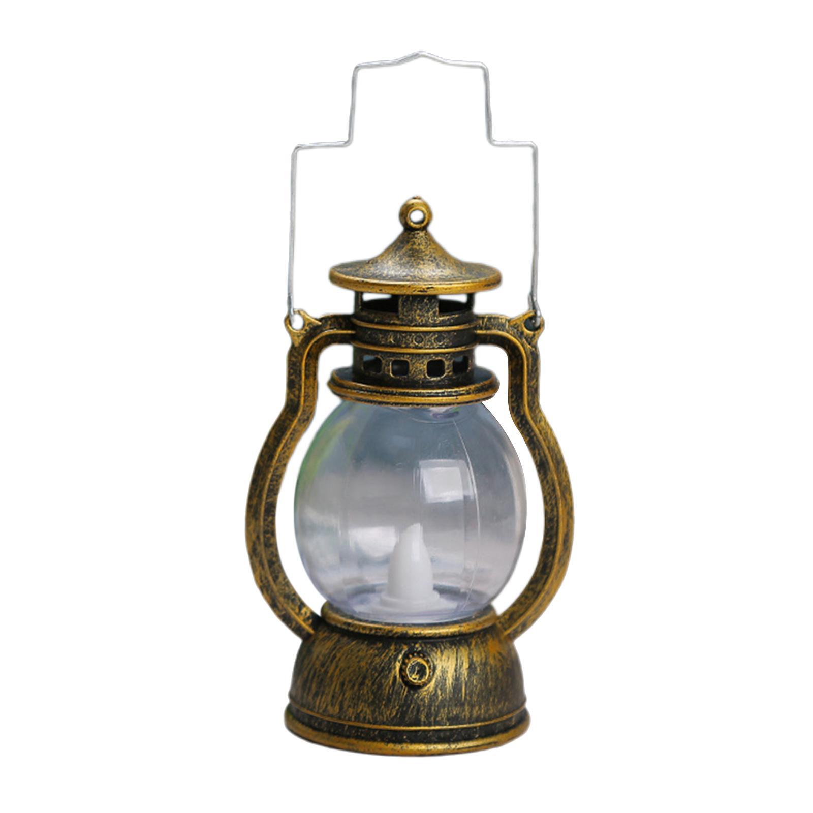 2X Lantern LED Oil Lamp Table Porch Cabin Winery Light Bronze Golden