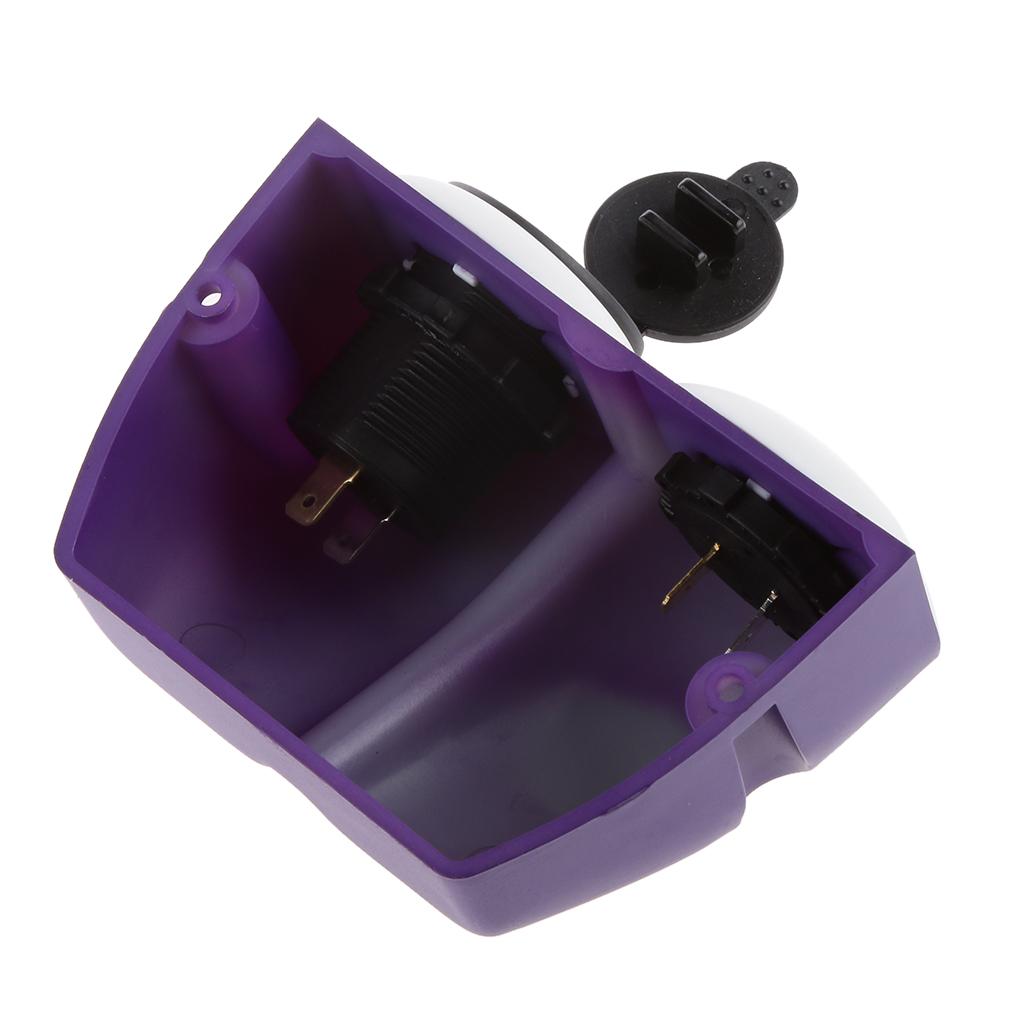 3.1A Dual USB Port Car Charger Power Outlet + Red LED Voltmeter Panel Purple