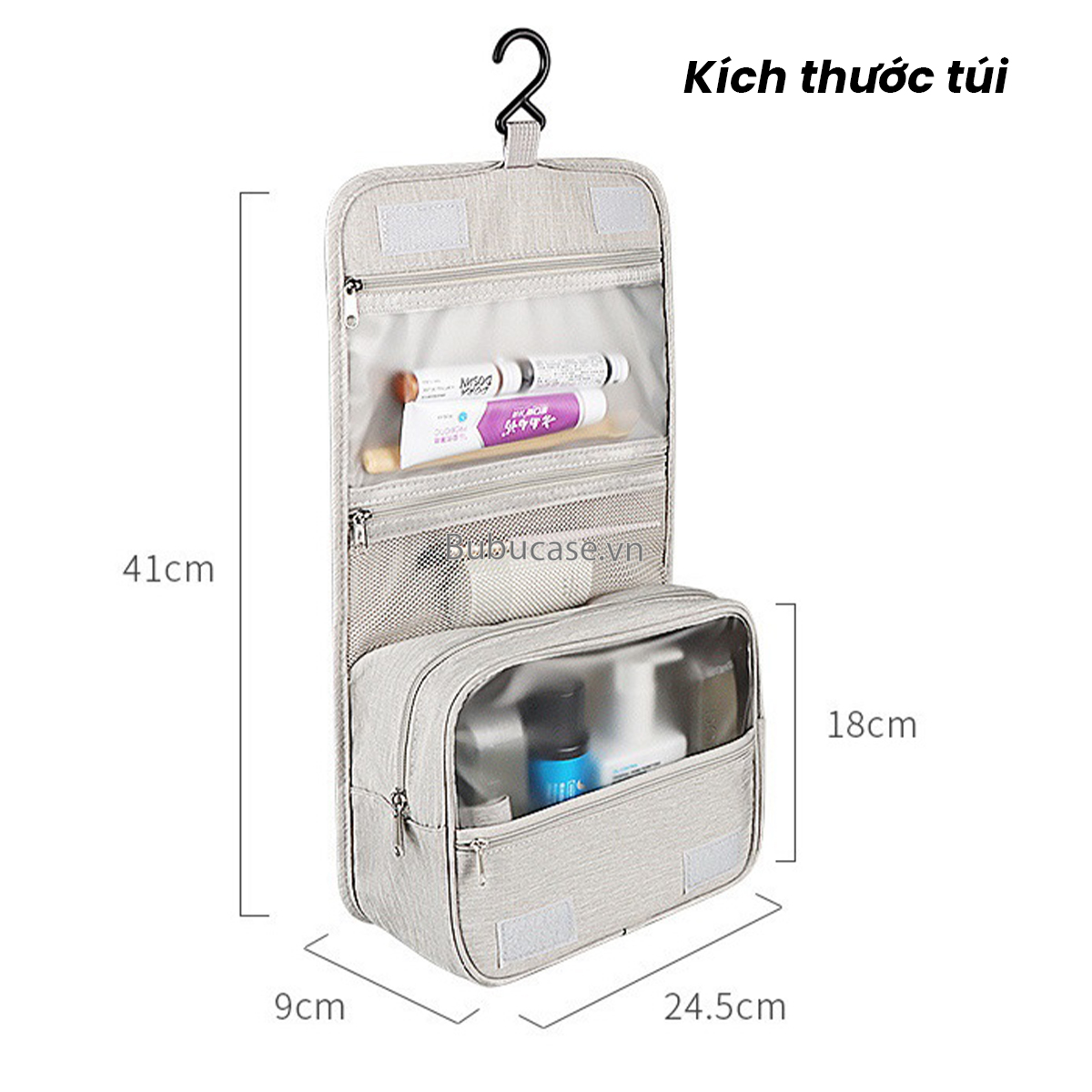 Túi Đựng Đồ Trang Điểm, Make Up, Mỹ Phẩm Nhiều Ngăn Tiện Lợi, Có Móc Treo