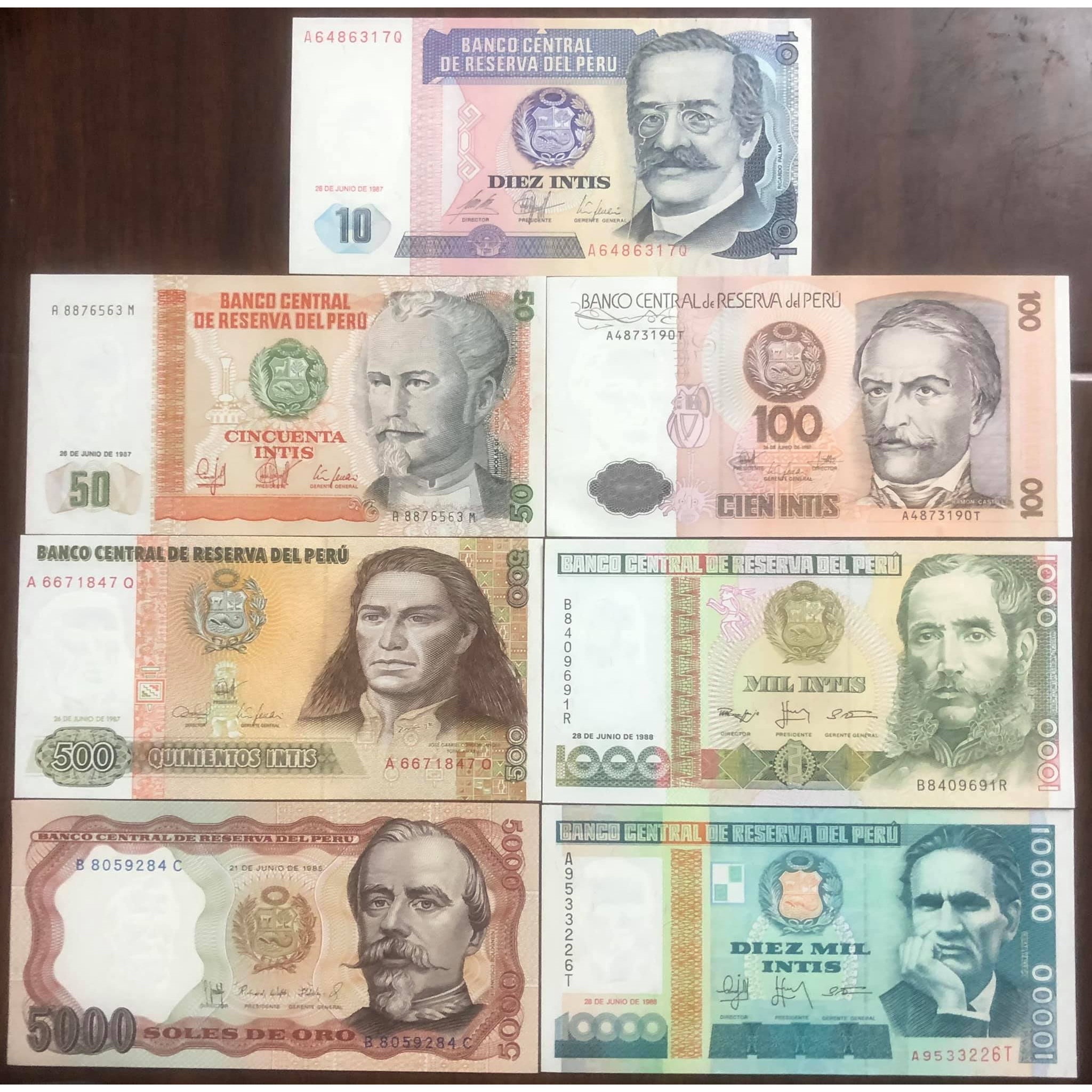 Bộ 7 tờ tiền Peru, bộ tiền của quốc gia Nam Mỹ sưu tầm