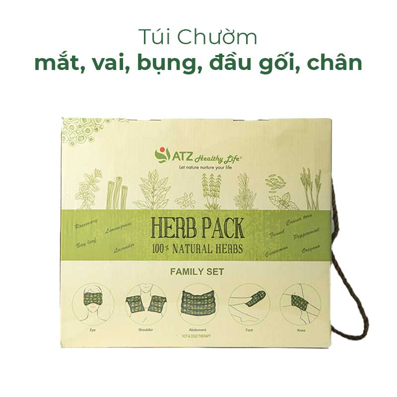 Bộ Gia Đình 05 món Túi Chườm Thảo Mộc ATZ Healthy Life - Giúp thư giãn &amp; hỗ trợ điều trị