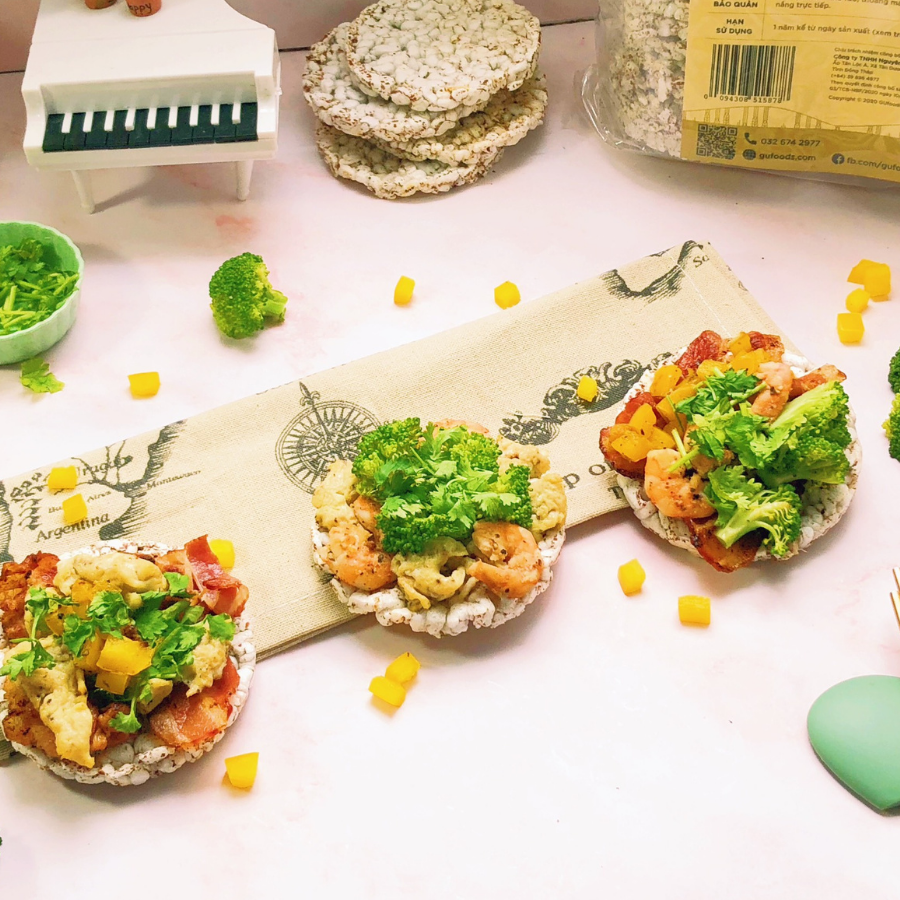 Bánh gạo lứt GUfoods (170g) - Không chiên dầu, Không đường, Từ gạo và ngũ cốc nguyên hạt, Lành mạnh, Phù hợp Eat clean, Ăn vặt healthy, Thực dưỡng, Tập gym, Thuần chay, Đa dạng hương vị