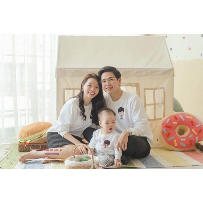Áo gia đình nỉ bông màu đỏ, hàng loại 1