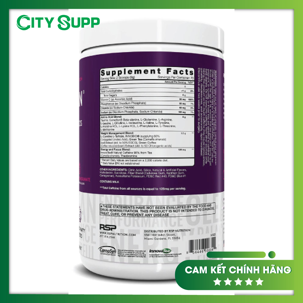 Tăng cơ - Giảm mỡ - Phục hồi năng lượng Amino Lean của RSP - 70 Lần Dùng - Hàng chính hãng BBT