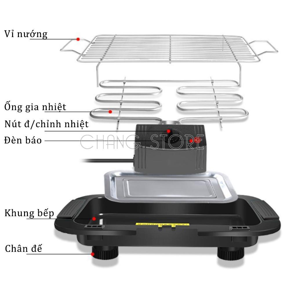 Bếp nướng điện không khói BBQ có khay đựng dầu mỡ tháo lắp dễ dàng, an toàn, tiện lợi