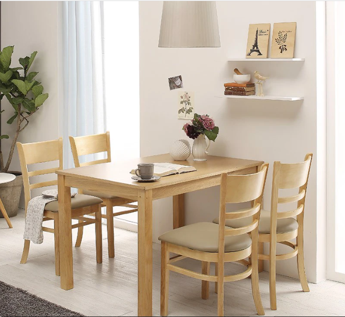 Bộ Bàn ăn Cabin bằng gỗ cao su - Bộ bàn ăn 4 ghế - Bộ bàn ăn nhà nhàng nhà ăn