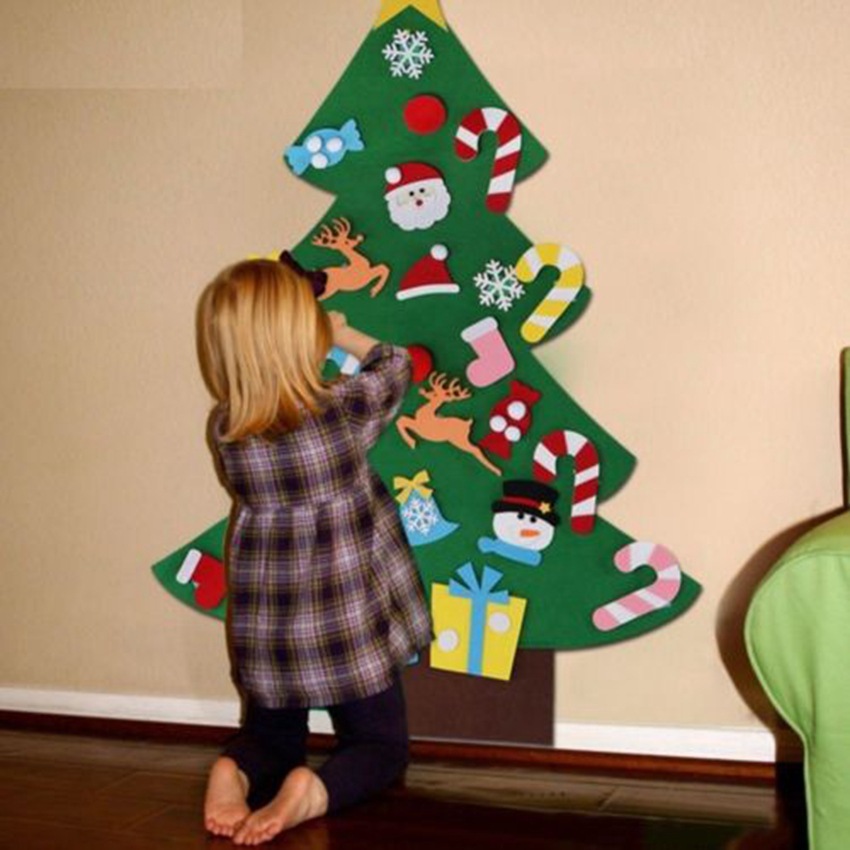 Cây Thông Noel Dán Tường Bằng Vải Dạ, Cây Thông Noel Treo Tường Trang Trí Giáng Sinh