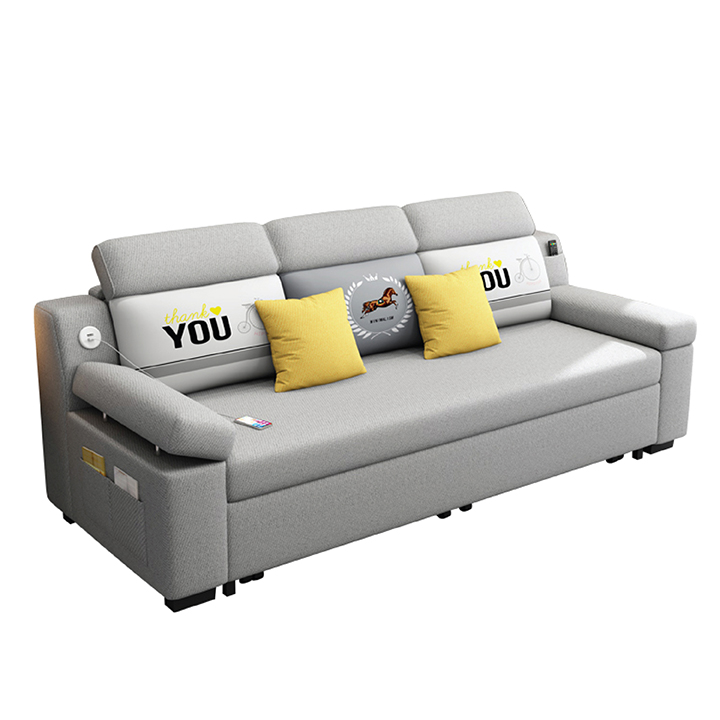 Sofa giường, Sofa Cao Cấp Vải Lanh mịn có cổng usb rộng 1m5 và 1m8