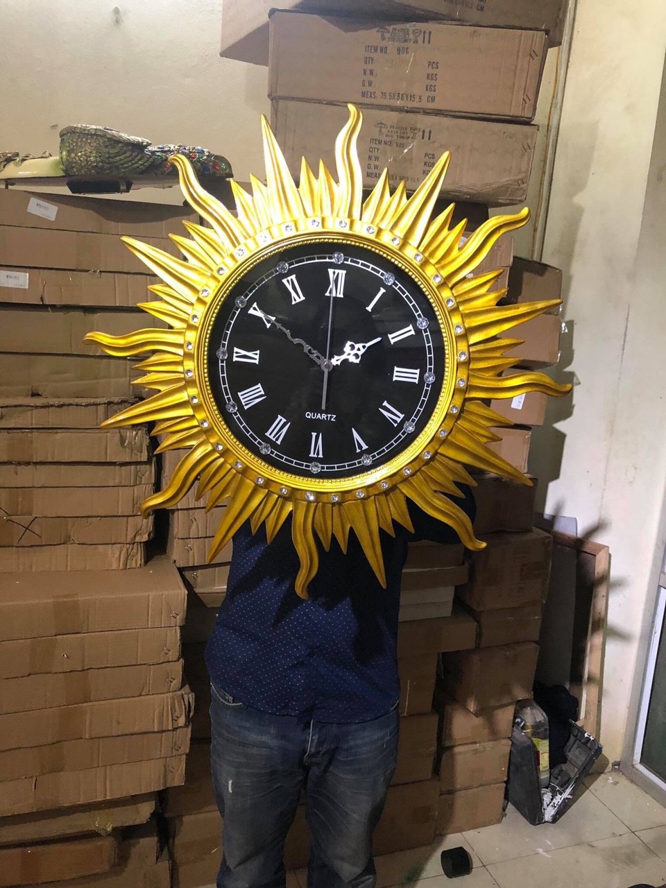 Đồng hồ treo tường trang trí hoa mặt trời cỡ lớn (KT 64x64cm)