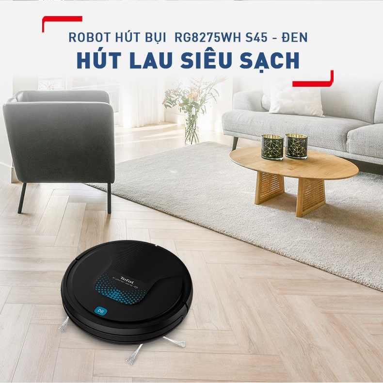 Robot hút bụi lau nhà Tefal RG8275WH - Đen - Hàng chính hãng