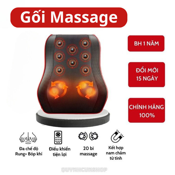 Gối massage vai gáy toàn thân đa năng cao cấp, Máy massage vai gáy