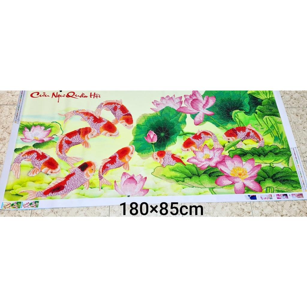 Tranh đính đá cửu ngư quần hội Y8248