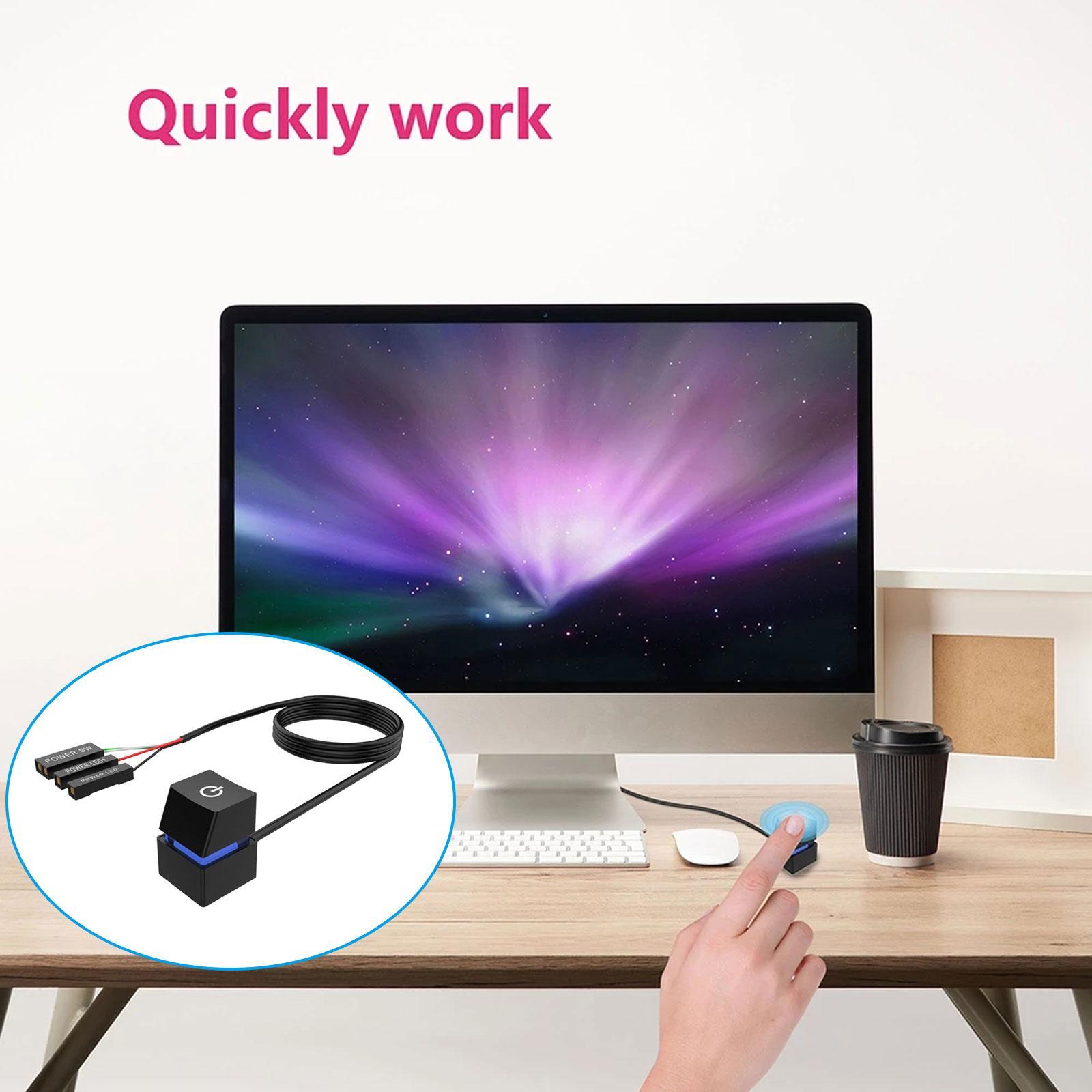 Power on Off Button with Extension Cable External Remote Switch Button for Desktop