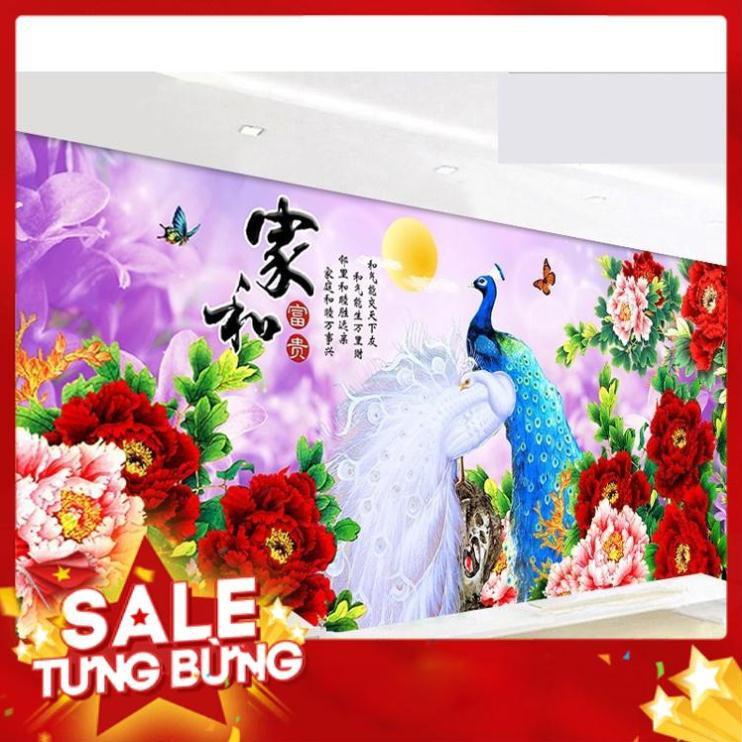 Tranh thêu chữ thập chim công ZG0772 195x85cm