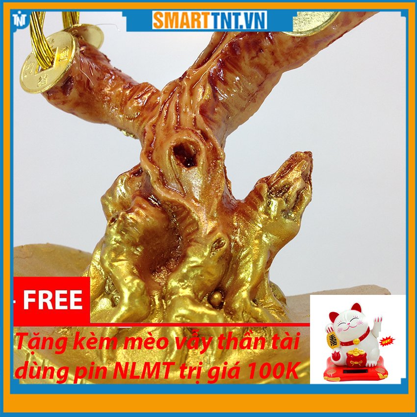 Combo cây kim tiền phát tài phát lộc đế thỏi vàng tặng mèo vẫy thần tài