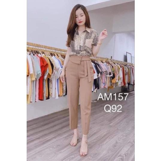 Quần tây nữ_Quần âu nữ_Quần baggy viền đai vải công sở nữ