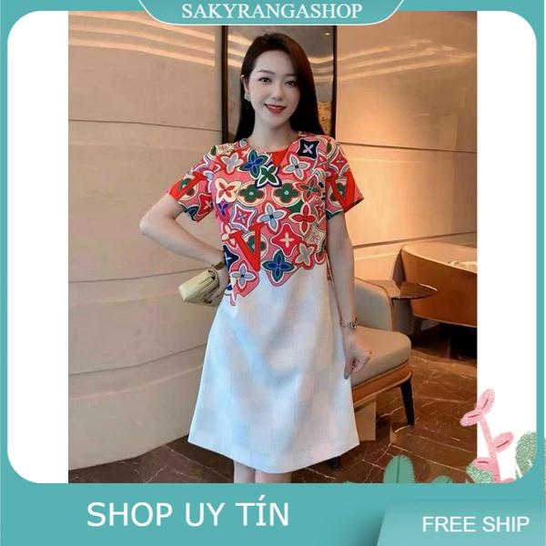 HÀNG NHẬP - ĐẦM SUÔNG LỤA HỌA TIẾT HOA SẮC MÀU