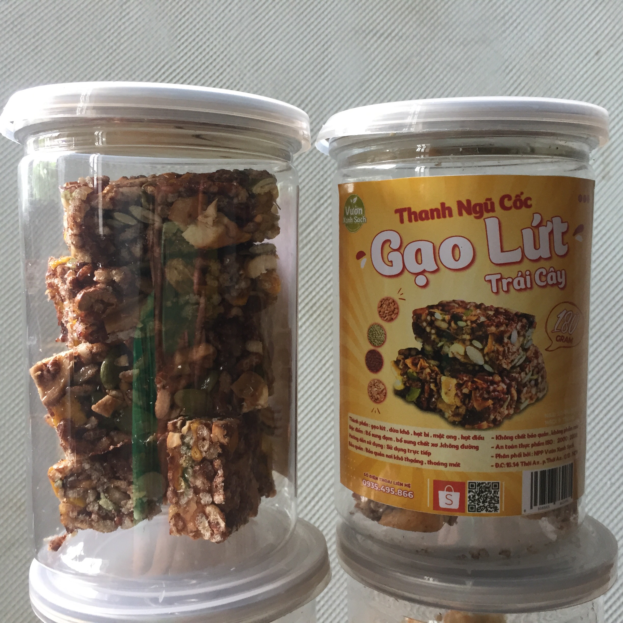 Gạo lứt thanh trái cây / Thanh ngũ cốc - Ăn Chay - Thanh Ăn Sáng Siêu Dinh Dưỡng – Hạt dinh dưỡng năng lượng - Hộp 7 Thanh