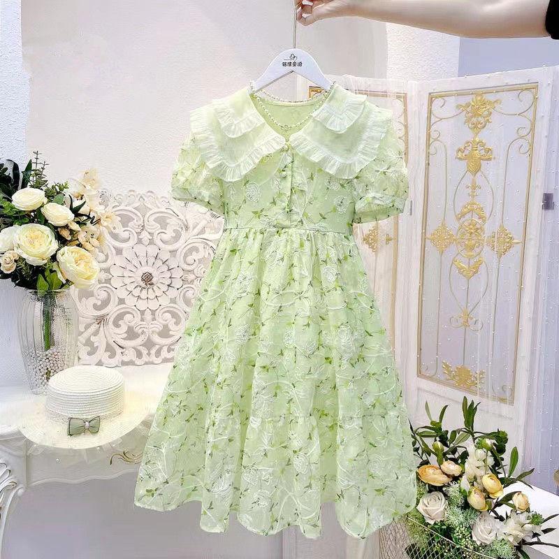 DONGSHOP HOT Cô gái mảnh hoa đầm 2022 mùa hè trẻ em công chúa váy cô gái tây váy đầm bé chiffon đầm